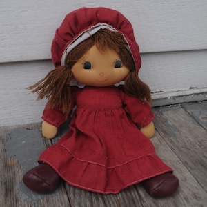Vintage 1970s KAMAR Rag Doll - Holly Hobbie / Peasant / Prairie Girl - Cute / Kawaii - All Original