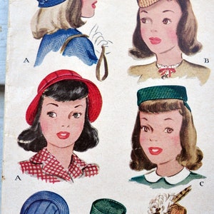 McCall 1204 Girls / Tweens 1940s Hats DIY Pillbox, Feathered Cap, Pancake, Bonnet, Cloche w/ Brim Head Size 21 Costume image 7