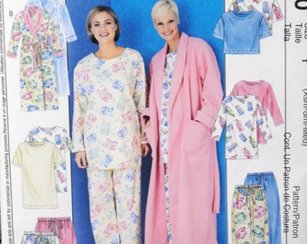 McCall's 3370 - Easy Ladies' Pajamas & Bathrobes - Lots of Options - Sizes XS - MED (4 - 14) - UNCUT - DiY