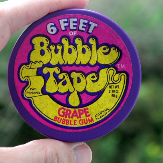 RARE Vintage 2002 Amurol BUBBLE TAPE Gum Container candy 3” METALLIC  LAVENDER
