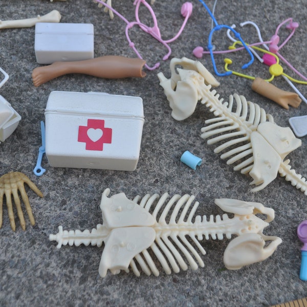 Barbie-Sized BONES & Medical Items - Skeletons - For Halloween, Creative, Art, Assemblage, Altered Art, Creepy Cute,  Kawaii, Goth, Etc.