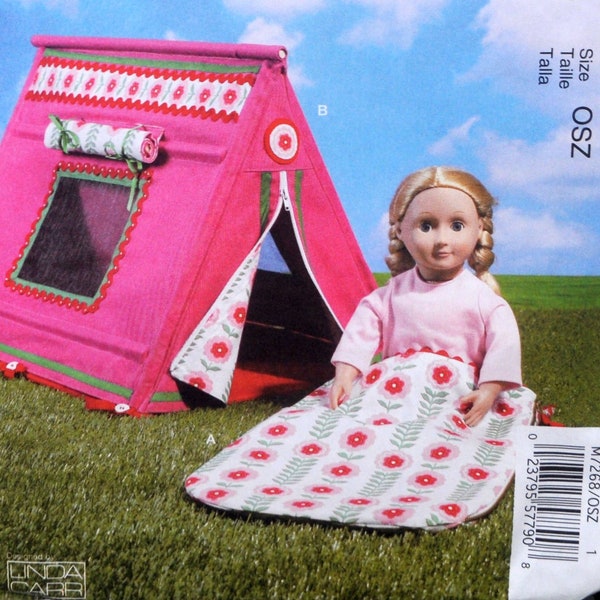 McCall's 7268 - DIY Camping Tent & Sleeping Bag for American Girl or Similar 18 Inch Dolls - DIY Gift Idea - Vacation - Gift Idea