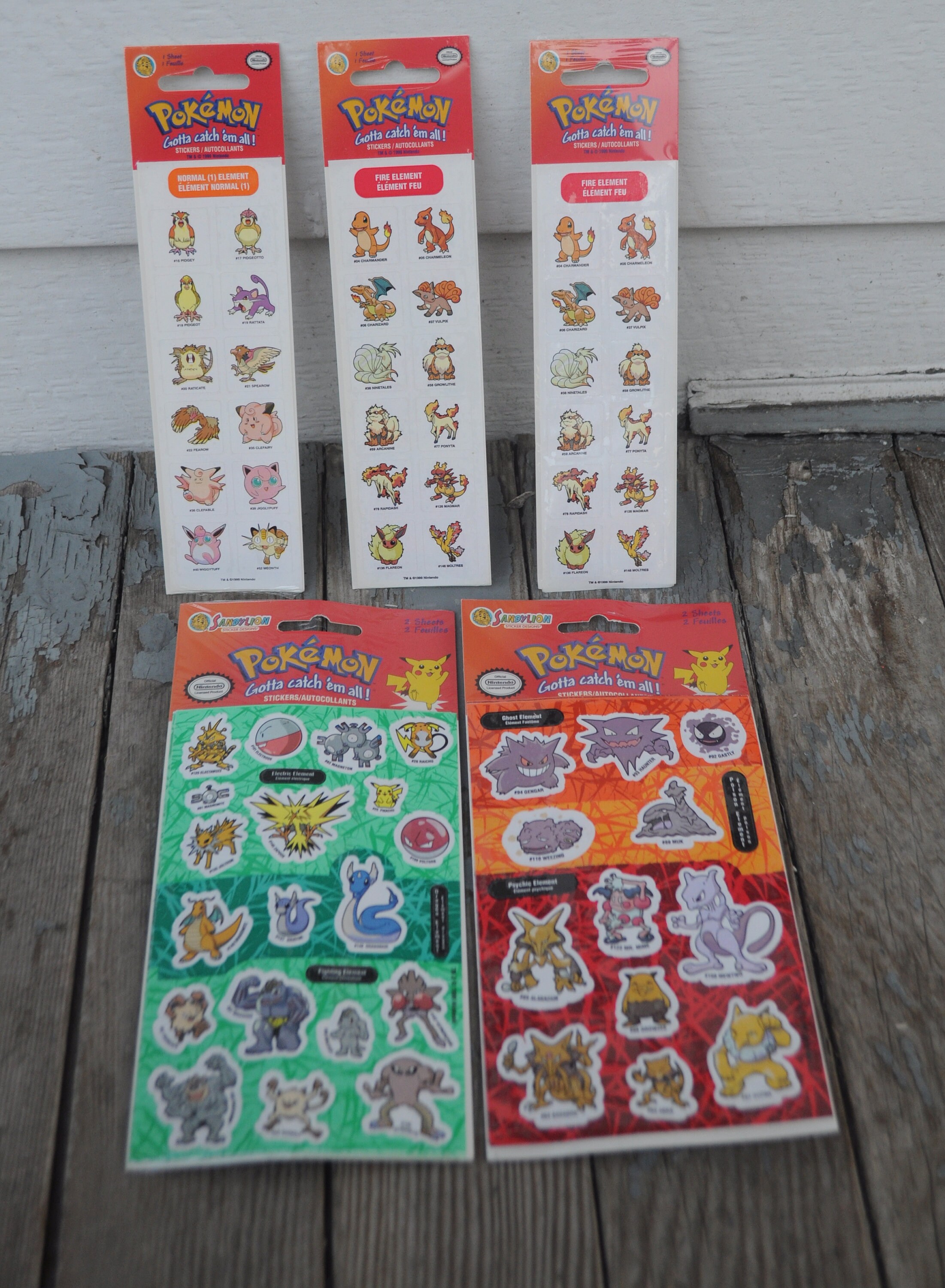 True Vintage 1990s Pokemon Sandylion Stickers - Water, Fire