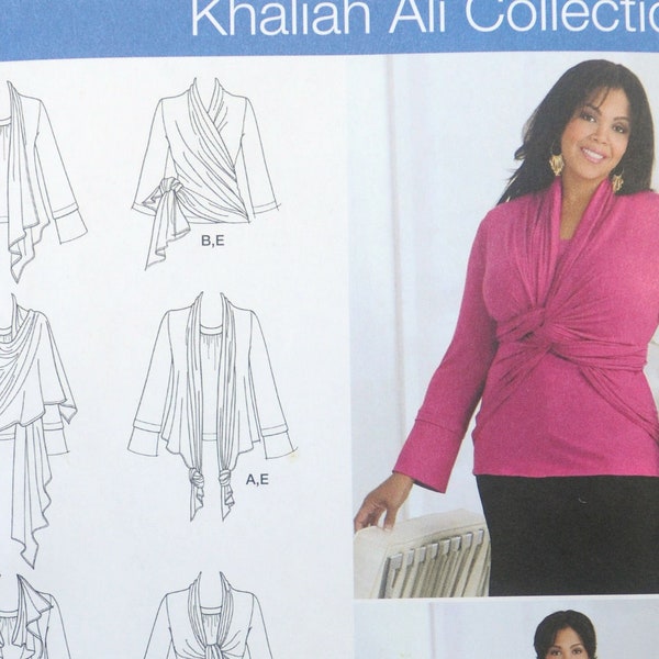 Simplicity 2598 - Khaliah Ali Designer Plus Size Curvy Classy Cardigan, Wrap Top - Size 18W 20W 24W 26W - UNCUT (Bust 40 - 46) DIY
