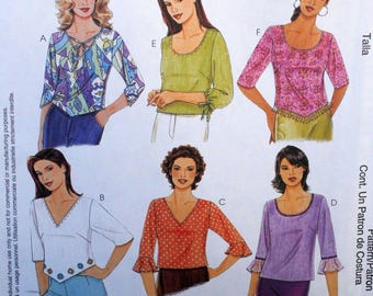 McCall's 3230 - DIY Easy Sew Blouses & Tops - 1990s / Y2K - Grunge / Ruffles - Boho Shirts - Festival Fashion - Size Lg / XL - UNCUT