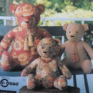 Simplicity 9444 - Decorative Teddy Bears in Two Sizes - Soft Sculpture - Stuffed Animal - Cute Pattern - UNCUT
