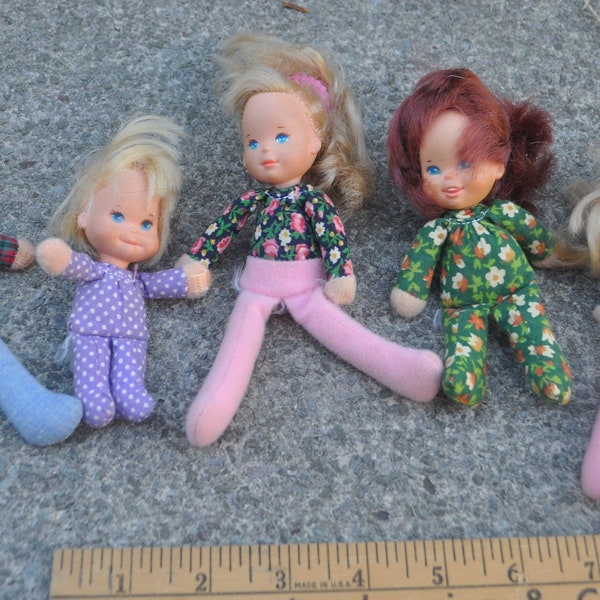 Vintage Honey Hill Bunch Lot - Darlin, Miss Cheevus, Lil Kid, Sweetlee - 1970s Soft & Mini Kawaii Doll, Cute, Retro, Kitschy - Hippie Doll