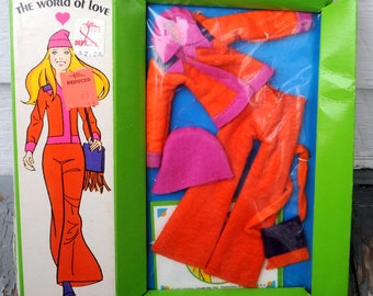 Vintage World of Love Outfit - "Felt Pants Suit" 4473 - NRFB - New in Package - Old Store Stock - 1970s Mini Fashion Doll - RARE