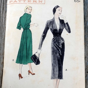 Butterick 5449 Sexy 1950s Tailored Dress Suit Dress Fit and Flare Wiggle Dress Pencil Skirt Size 18 Bust 36 Shawl Collar image 4