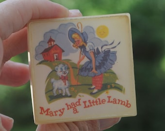 Vintage 1960s - 1980s Mary had a Little Lamb Night Light - WORKS! - Cute / Kawaii / Fairy Tale / Nursery Rhyme - Glows Red