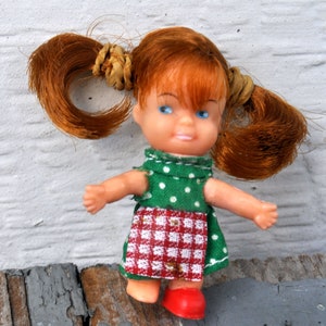 Vintage 1960s UNEEDA Liddle Kiddle Clone - Little Kiddles - Tiny Miniature Doll - w/ Original Outfit & Shoe - Cute, Kawaii, Pocket Doll