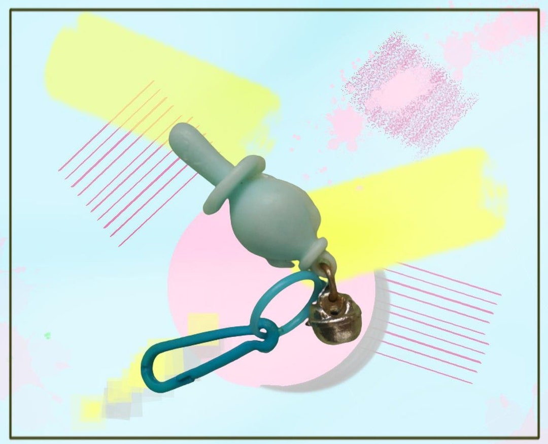 1980s Bell Charm Blue Pacifier - Kitsch - Plastic Jewelry - Clip Charm ...