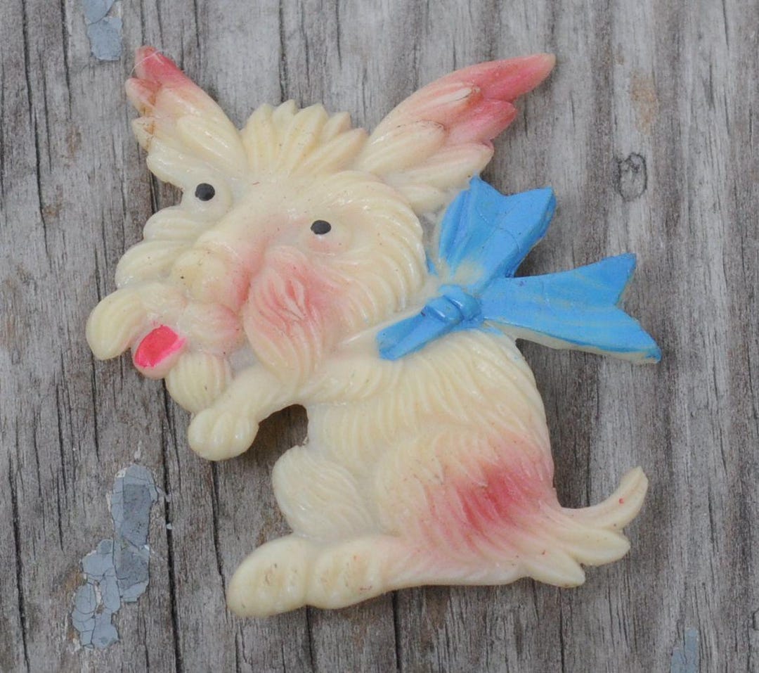 1950年代のヴィンテージセルロイドスコッティドッグピン/ブローチ