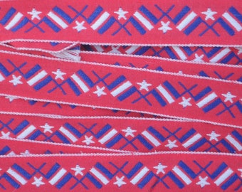 Retro 1970s Nautical / Patriotic Trim - Flags and Stars - Maritime Signals - Stars - Red, White & Blue - By The Yard - Hippie, Boho