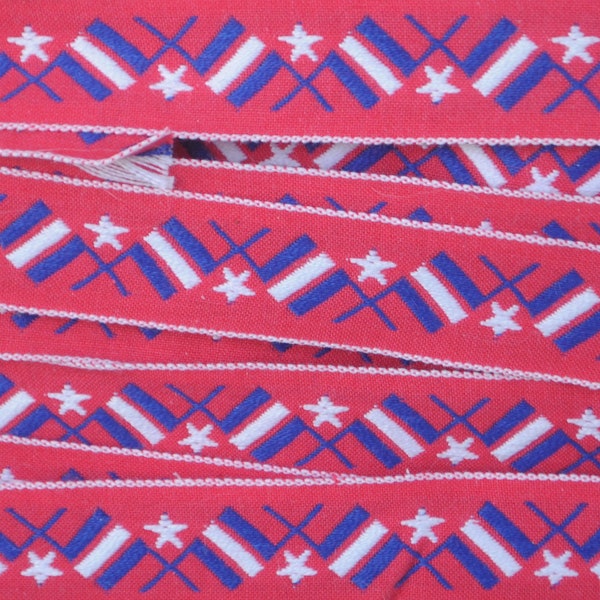 Retro 1970s Nautical / Patriotic Trim - Flags and Stars - Maritime Signals - Stars - Red, White & Blue - By The Yard - Hippie, Boho