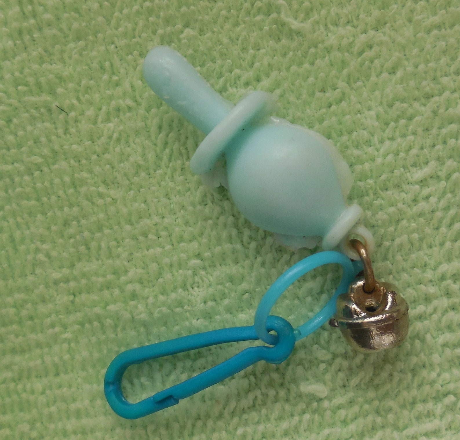 1980s Bell Charm Blue Pacifier - Kitsch - Plastic Jewelry - Clip Charm ...