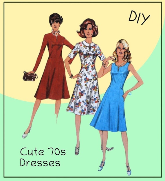 Burda 20770 - Vintage 1970s Dress in Three Styles - Sundress, Long or Short  Sleeves - Princess Seams - Bust 38 - 42 - DIY - Etsy