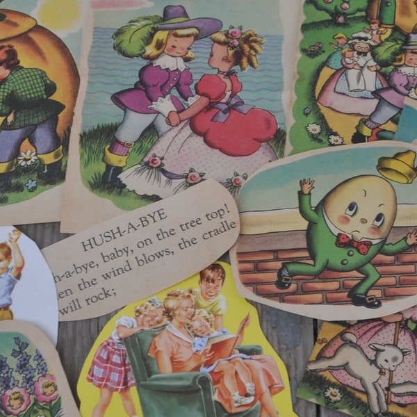 Vintage 1940s / 1950s Children's Storybook Clippings - Dick and Jane - Fairy Tales - Nursery Rhymes - Cute / Kawaii / Retro for Collage