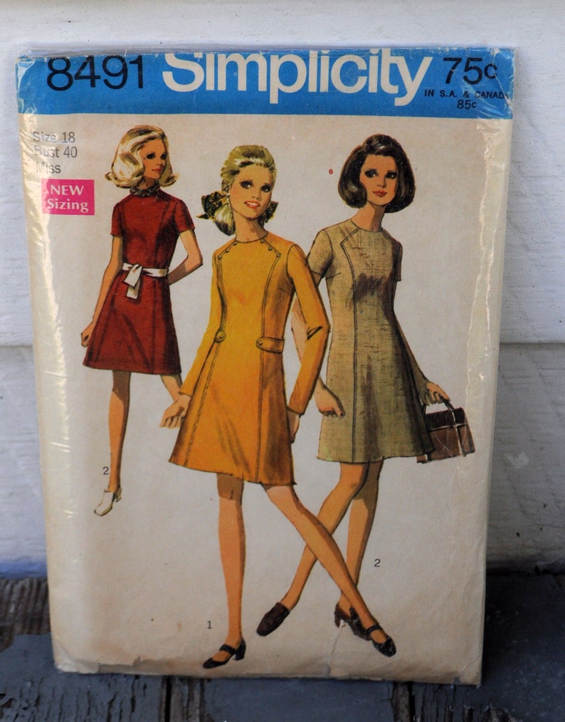 Simplicity 8491 Adorable 1960s Mini-dress Easy to Sew - Etsy