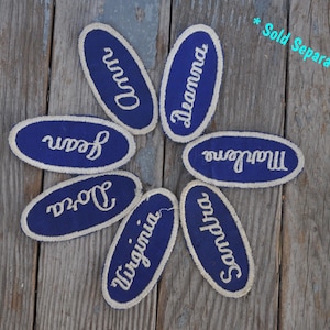 Vintage Mechanic Patches - Name Badge - Rat Rod - Retro Vintage - Waitress - Greaser - Biker - Rockabilly - GAL NAMES -Cursive