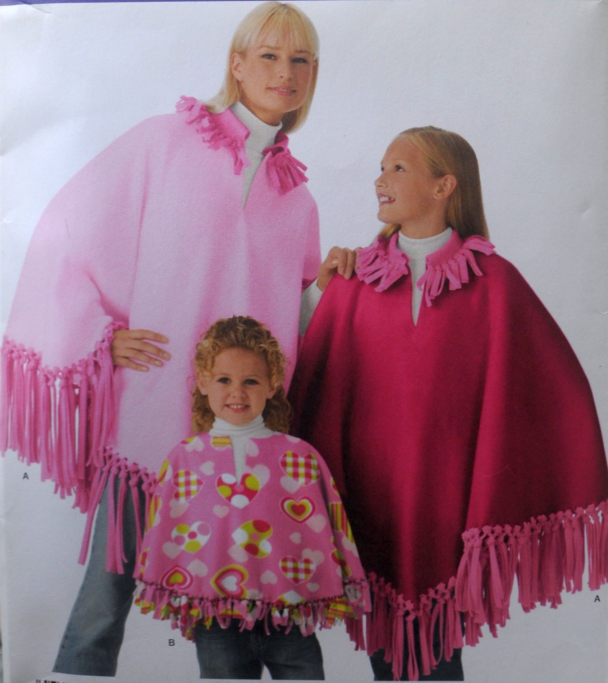 Simplicity 3981 NO SEW Polar Fleece Capes for Moms Kids DIY Misses and Child Sizes Included Fringe Cover up Poncho Uncut Etsy