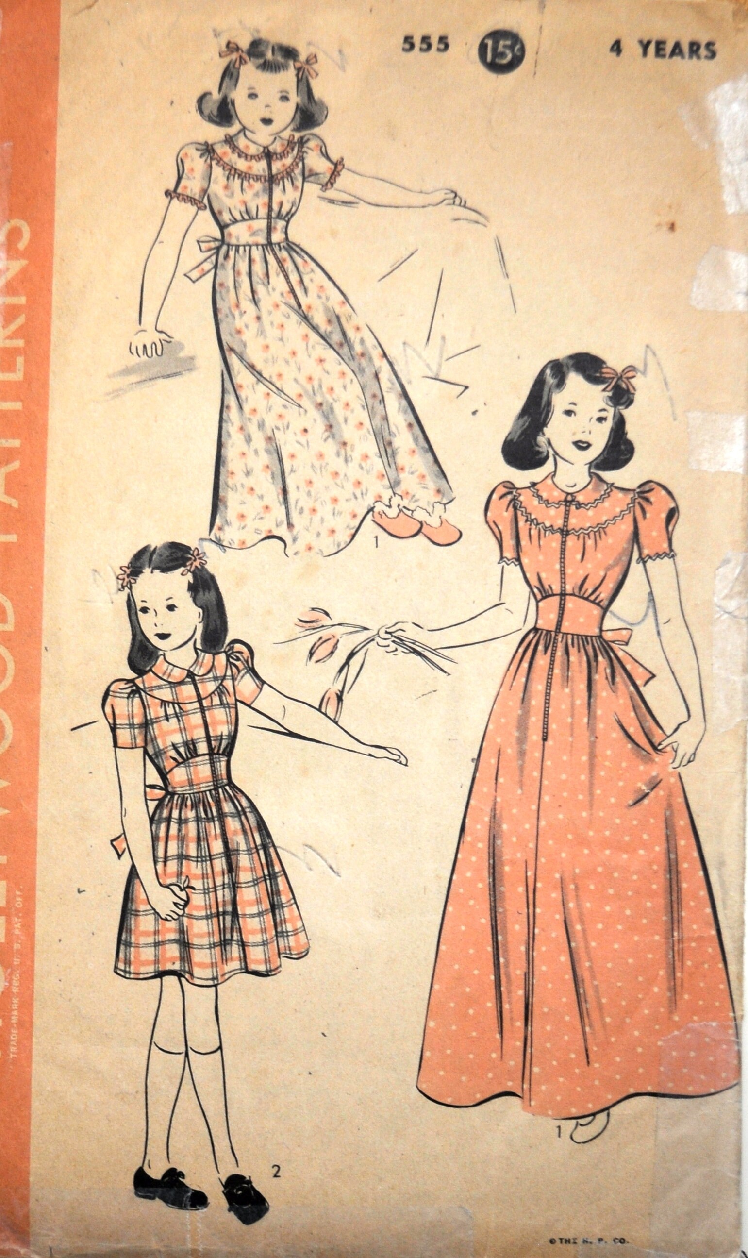 Hollywood 555 - Vintage 1940s Girls' Dress, Gown, Housecoat