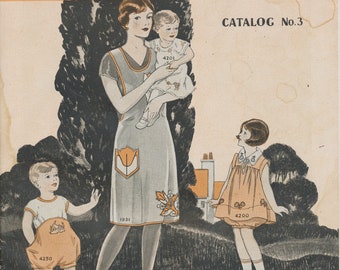 Vintage / Antique 1920s Needlework Pattern Catalog - Scholl's Art Needle Work Watertown Wisconsin - Aprons, Children's Clothing, Embroidery