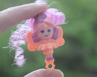 Vintage Bubblins Doll - Flutter Fairy - Bubble Blower Doll - Charmkins - Hasbro - Purple Hair - Pink Fairy Doll