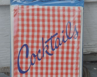 Vintage 1950s / 1960s Cocktails / Cocktail Party Invitations - New Old Store Stock - Sealed in Original Package - Gingham Print