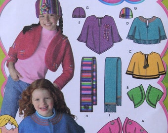 Simplicity 4386 - Lizzie McGuire Boho EASY SEW Jackets, Capes, Scarves, Hats for Girls & Tweens - Hippie / Retro - Size M - Xl DIY