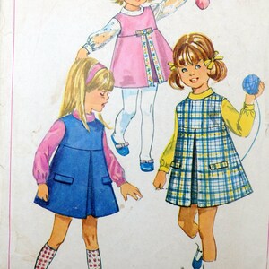 Simplicity 6711 Cute Girls' DIY 1960s Jumper Dress Mod Blouse Too Easter Dress, Party Dress A-line Kawaii Size 6 Bust 24 image 4