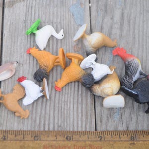 Lot Vintage (?) Miniature Roosters and Hens / Chickens and Ducks Figurines for Fairy Garden, Diorama, Terrarium, Display, Diorama, Etc.