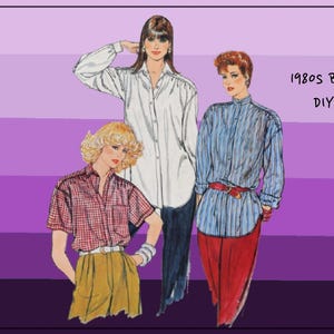 Butterick 6020 - DIY 1980s Blouses - Easy to Sew - Size 6, 8, 10 - UNCUT - Shirt - New Wave Vintage Fashion