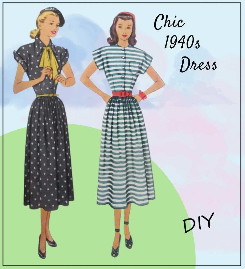 Mccall 7249 Vintage Late 1940s Day Dress Full Flared Skirt - Etsy