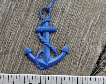 Cool Anchor Pendant - Zipper Pull - 1970s - 1980s - Nautical - Sailing - Sailor - Ship - Sea - Marine - Maritime - Blue - Ocean - Fishing