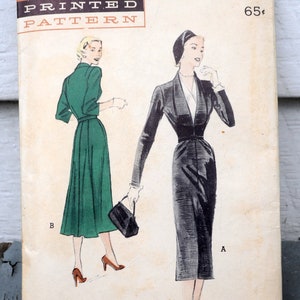 Butterick 5449 Sexy 1950s Tailored Dress Suit Dress Fit and Flare Wiggle Dress Pencil Skirt Size 18 Bust 36 Shawl Collar image 2