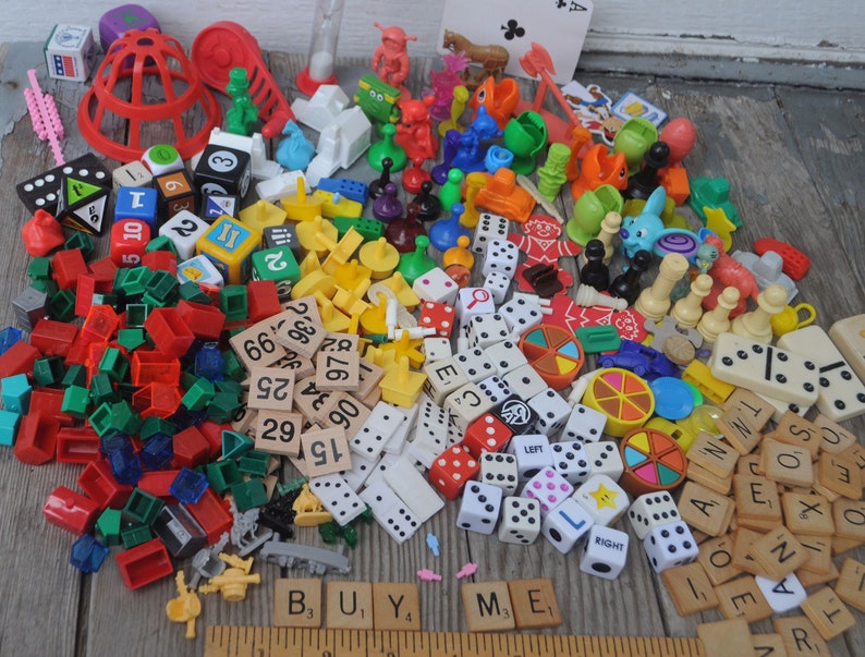 GIANT Lot Vintage Game Pieces Monopoly Houses Scrabble Etsy