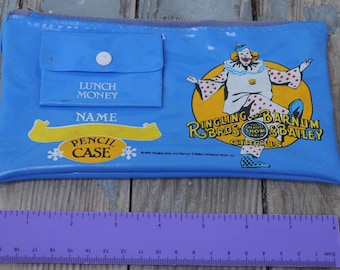 Vintage 1980s Ringling Bros. and Barnum & Bailey Circus Pencil Case - Circus - Lunch Money - VERY RARE - Zipper Closure, 1983 - Clown