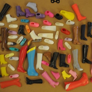 Large Lot 70+ Vintage Barbie & Clone Shoes - BOOTS and SPORTS, Fashion Doll Shoes / Retro Vintage 1960s - 70s to Modern, Etc.