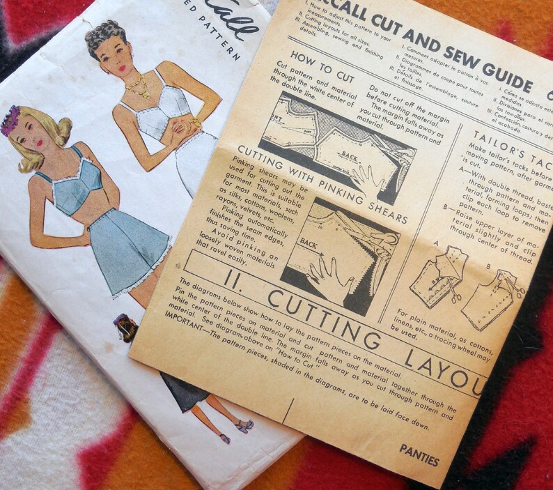 Mccall 6140 Vintage 1940s Lingerie Pattern Bandeau Bra Etsy
