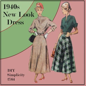 Simplicity 2764 - DIY jaren 40-jurk met nieuwe look - Fit & Flare - Kimonomouwen - Dramatisch / Hollywood
