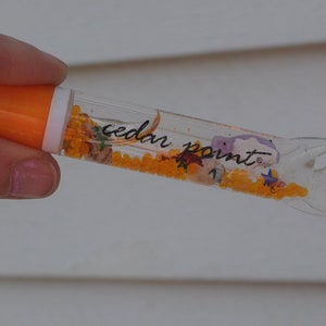 Vintage 1990s Cedar Point Floaty Pen / Schlüsselanhänger / Schlüsselanhänger / Schlüsselring - Seifenblasen, Muscheln, Delfine - Chunky