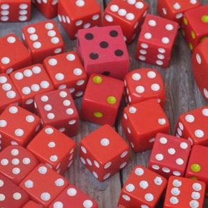 Vintage Dice Lot - RED - 6-Sided Die, Plastic - Game Pieces, Gaming, Retro, Mid-Century, Crafting -