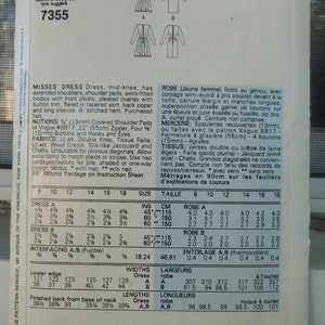 Vogue 7355 Dramatic Vintage Vogue Draped Dress Cocktail Dress 1980s Full or Slim Skirt Size 14 Bust 36 New Wave Sewing Pattern image 4