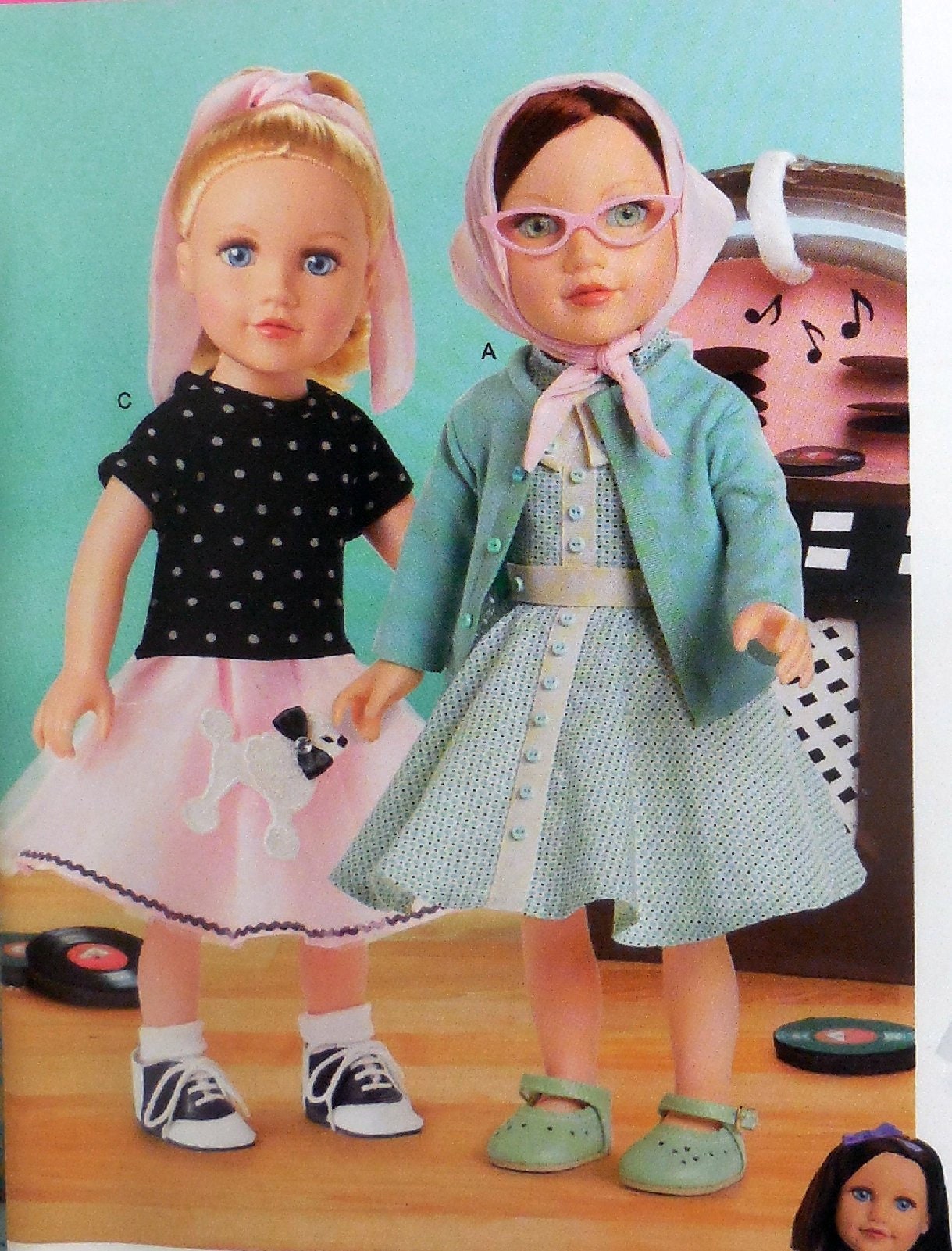 Simplicity 0669 / 8072 - アメリカンガール＆18インチ人形用レトロ