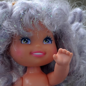 Vintage 1980s Cherry Merry Muffin Doll - Grape Ice - Strawberry Shortcake Clone -Mattel  - Purple Hair - Cute / Kawaii - Big Eyes