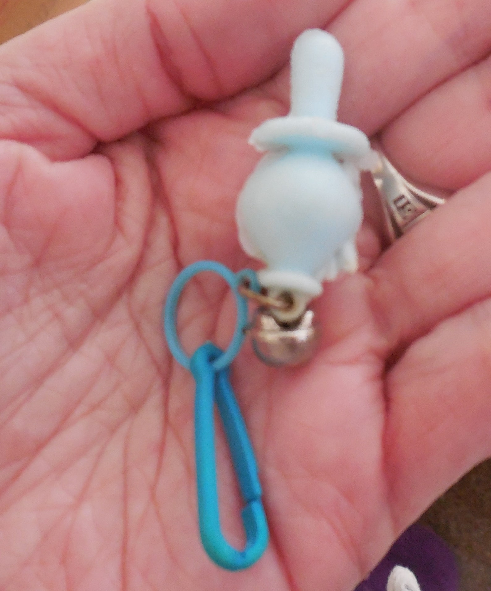 1980s Bell Charm Blue Pacifier - Kitsch - Plastic Jewelry - Clip Charm ...