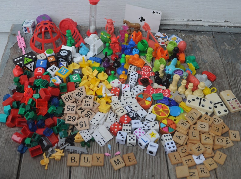 GIANT Lot Vintage Game Pieces Monopoly Houses Scrabble Etsy