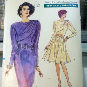 Vogue 7355 Dramatic Vintage Vogue Draped Dress Cocktail Dress 1980s Full or Slim Skirt Size 14 Bust 36 New Wave Sewing Pattern image 3
