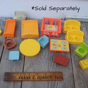 Vintage 1980s FIsher Price Little People Furniture - Pick Your Own! - Living Room, Baby&#39;s Room, Newsstand